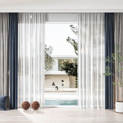 现代窗帘 窗帘组合 遮光帘纱帘