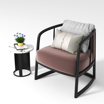 新中式休闲椅，边几组合