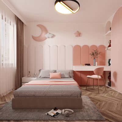 现代儿童房，儿童房，女孩房，