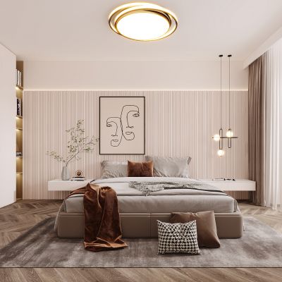 现代卧室，卧室，简约卧室，