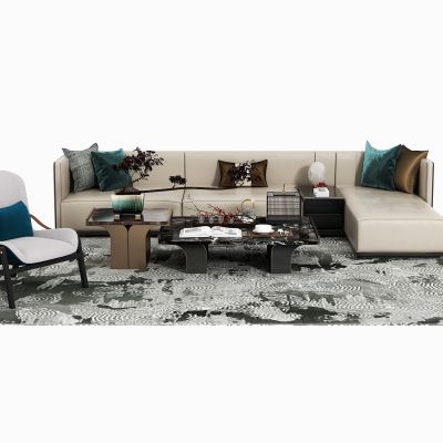 新中式沙发茶几组合