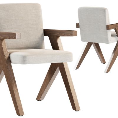 侘寂实木布艺单椅餐椅