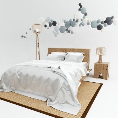 自然风床 竹编灯