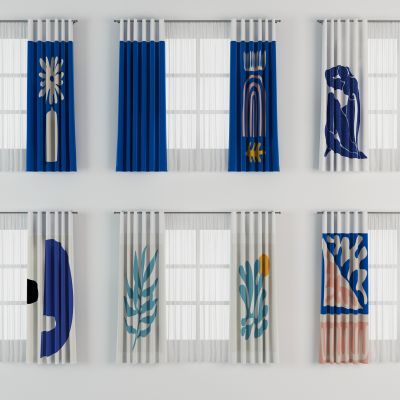 现代极简风北欧克莱因蓝窗帘