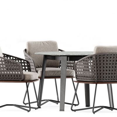 现代藤编户外椅