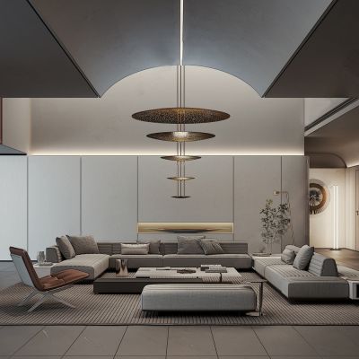 意大利 Minotti 现代高级灰客厅su