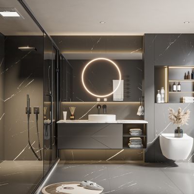 现代卫生间,卫生间装修,卫生间设计,很好的一套卫生间,现代轻奢卫生间SU模型