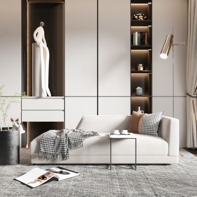 现代贵妃椅 角几边几 落地灯 雕塑 装饰柜