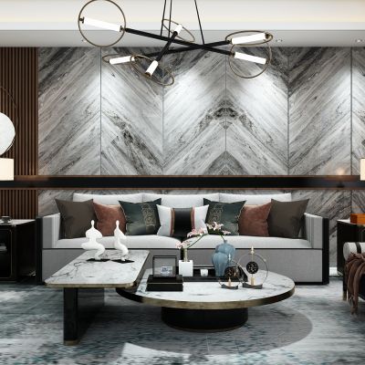 轻奢简约新中式客厅