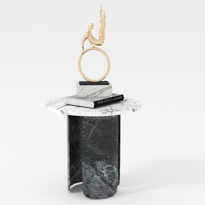 现代边几，书，工艺品摆件