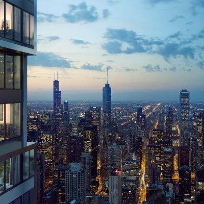 办公楼局部夜景