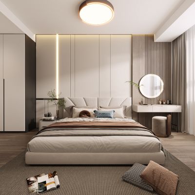 现代卧室，轻奢卧室，卧室，