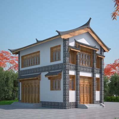 中式建筑，园林古建，仿古建筑，小公建，古建，四合院，庭院3D模型