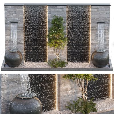 现代水景幕墙喷泉小品