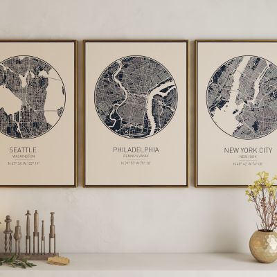 现代城市地图艺术挂画