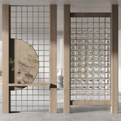 现代玻璃砖隔断