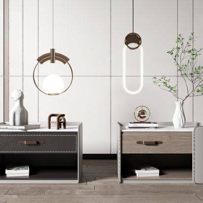 现代床头柜 床头灯 饰品 摆件 花瓶