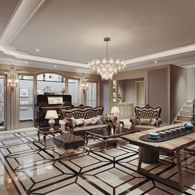 法式地下室客厅