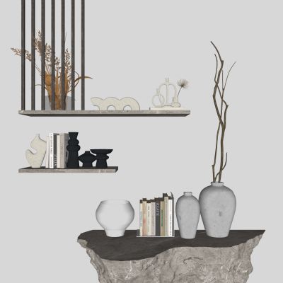 侘寂饰品摆件 陶罐 书籍