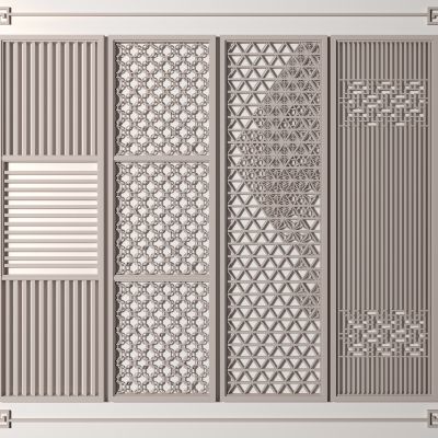 新中式屏风隔断3D模型