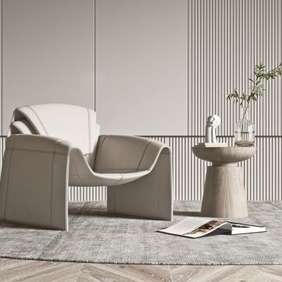 现代单人沙发 边几 摆件 花瓶