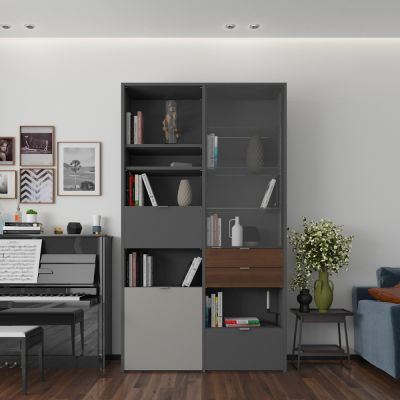 现代钢琴房客厅书架