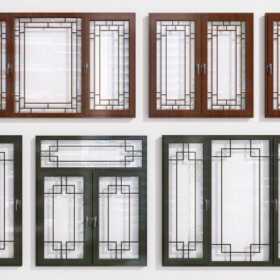 中式玻璃窗 平开窗