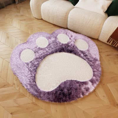 现代毛绒猫爪造型地毯