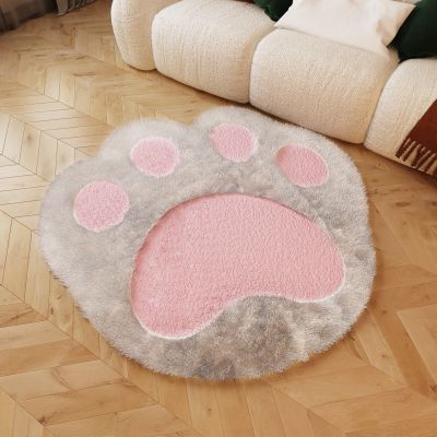 现代毛绒猫爪造型地毯