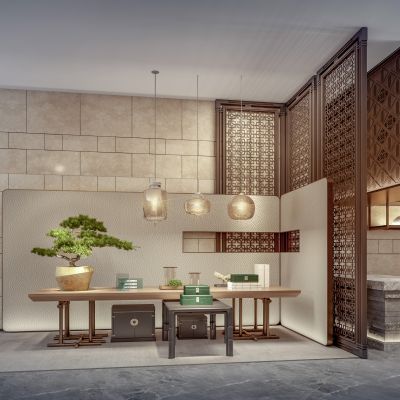 新中式酒店玄关端景台