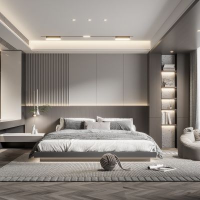 现代卧室,简约风格卧室,现代中式卧室,卧室 欧式 带贴图材质,现代简约卧室