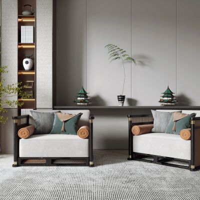 新中式单人沙发