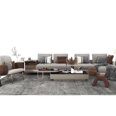 现代沙发茶几组合，L形沙发，休闲椅，茶几及摆件