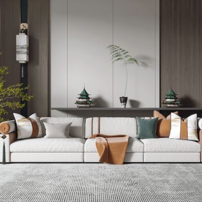 新中式多人沙发