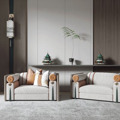 新中式单人沙发