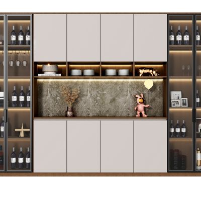 现代酒柜，红酒，酒柜杯，工艺品摆件