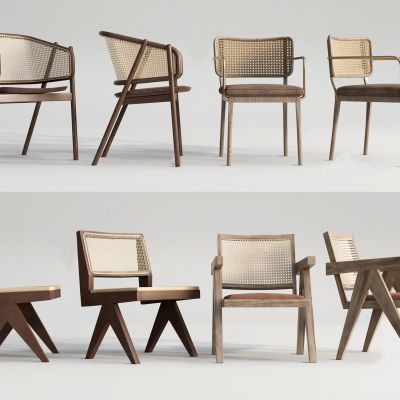 现代藤编休闲椅_餐椅_扶手椅SU模型8.0