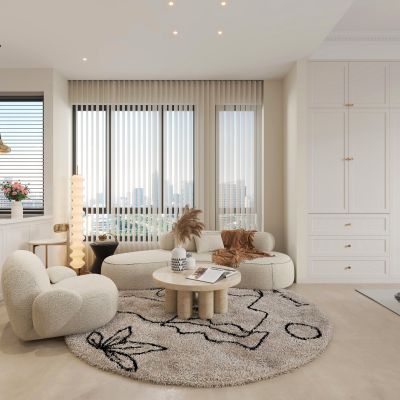 法式奶油风客厅厨房卧室