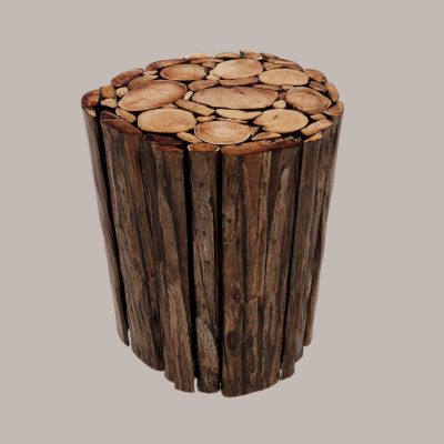 自然风原木角几圆几