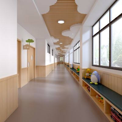 现代幼儿园过道