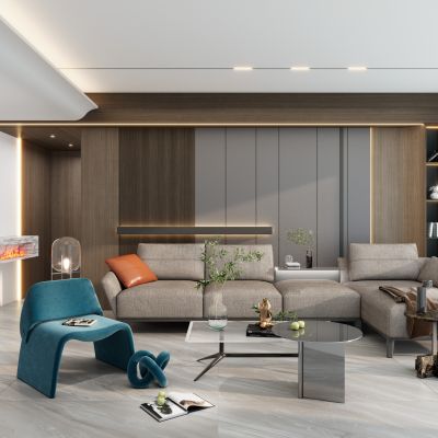 轻奢风客厅沙发墙