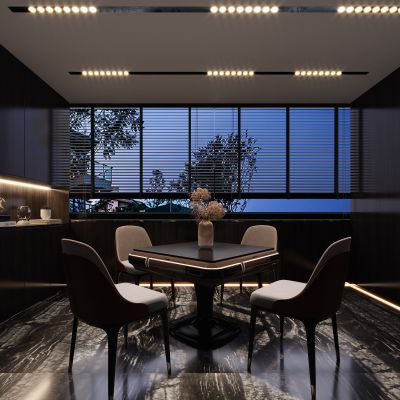 现代麻将室，麻将桌