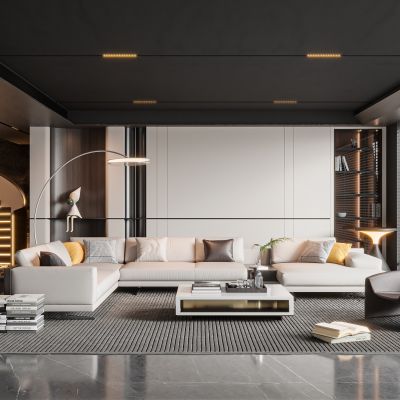 现代客厅,简约客厅,简约现代客厅，极简客厅，沙发茶几，旋转楼梯