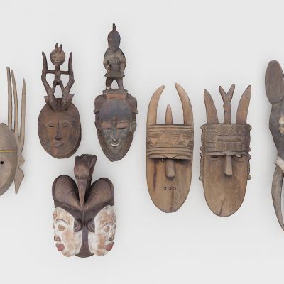 面具，萨满面具，非洲点彩面具，木雕，土著面具，面具顶饰，盔形面具，肩荷式面具，装饰性面具，动物壁挂，壁饰挂饰，部落面具，复古怀旧酒吧装饰木雕，玩具雕塑摆件，陈设，摆件组合