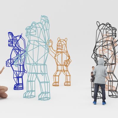 雕塑，装置艺术，公共艺术，商业雕塑，商场雕塑，商场装置，熊雕塑，框架雕塑，镂空雕塑，儿童雕塑，游乐装置，游乐场，彩色雕塑，金属雕塑，吉祥物，玩具，陈设，美陈，摆件