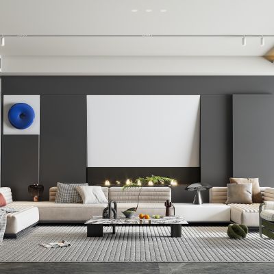 现代轻奢客厅沙发茶几组合