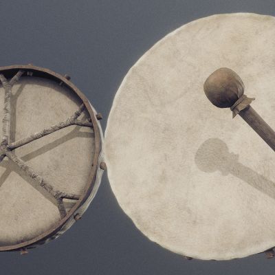 鼓，手鼓，民族手鼓，民族鼓，羊皮鼓，牛皮鼓，乐器，民族乐器，美陈，古董，玩具，陈设摆件，饰品，博物馆，萨满