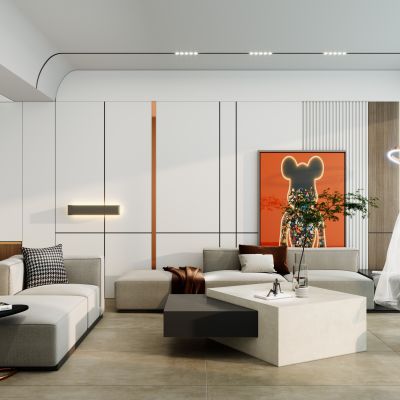 轻奢风客厅沙发墙