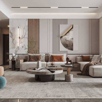 现代，客厅餐厅，沙发，餐桌 ，电视柜 ，酒柜，吊灯，装饰画