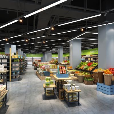 超市百货果蔬区、零食区